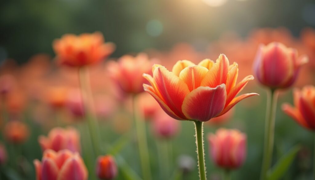 Close-up view of a blooming flower garden